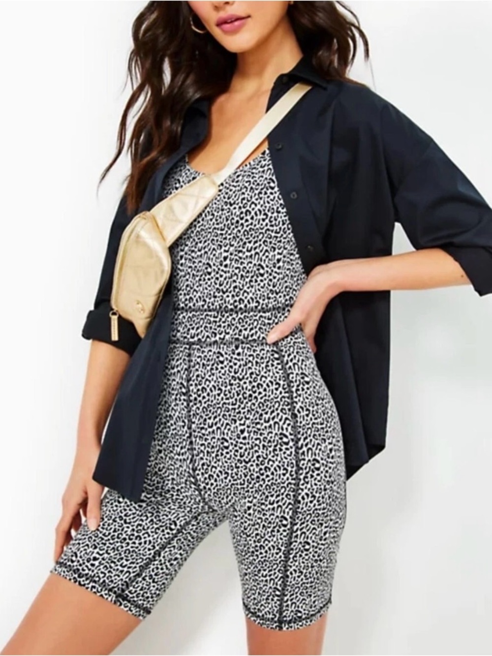 Lilly Pulitzer Women's Size LARGE luxletic Jumpsuit In Onyx Black Twisted Up L